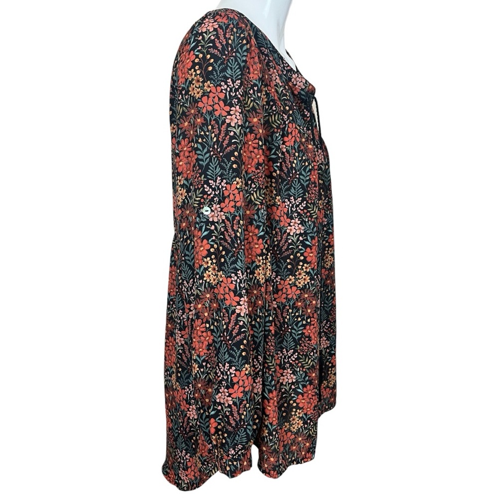 DR2 Daniel Rainn Floral Print Tassel Tie Neck High Low Blouse Size Large - Picture 4 of 9